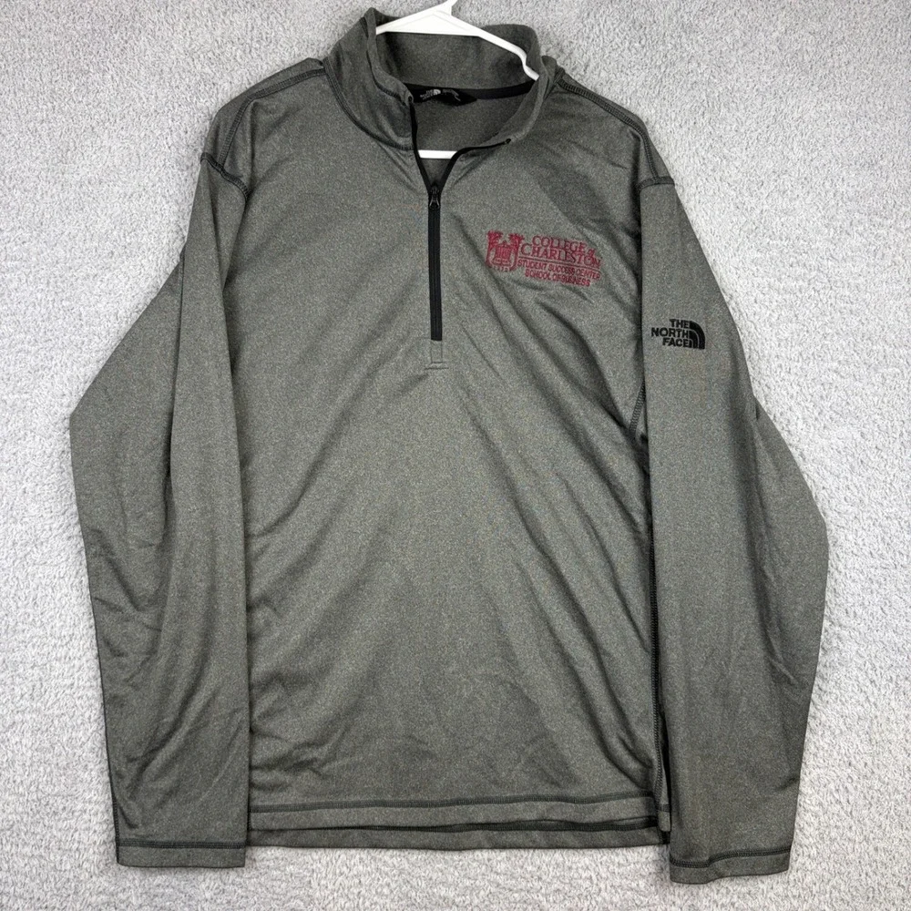 North Face Pullover Mens Large Gray College of Charleston 1/4 Zip Active Fleece